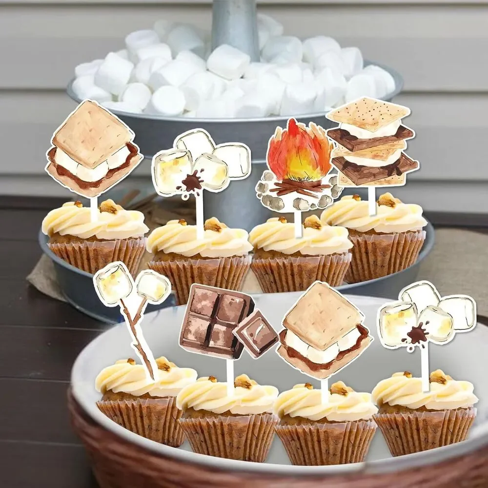 S'more Party Decoration Cupcake/Cake Toppers - Set of 24